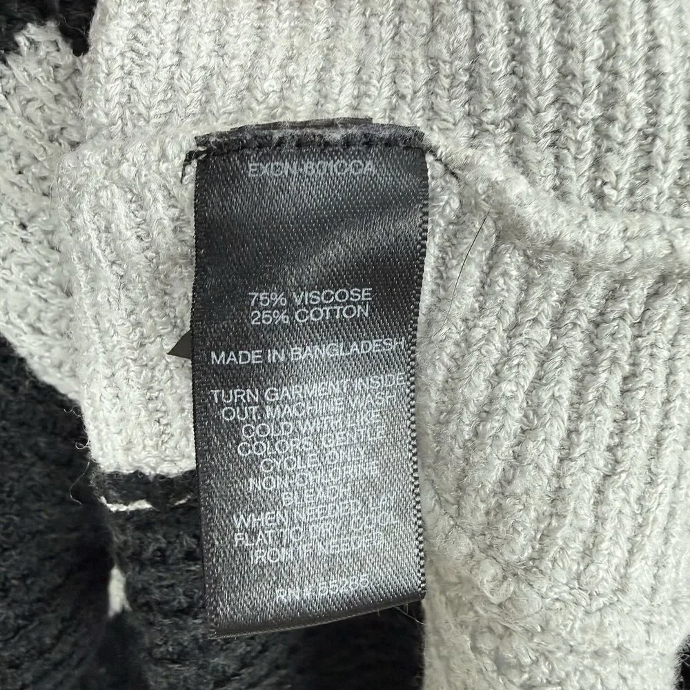 Express S Petite Black Gray Knit Sweater Dress Tunic 3/4 Sleeve High Low Hem